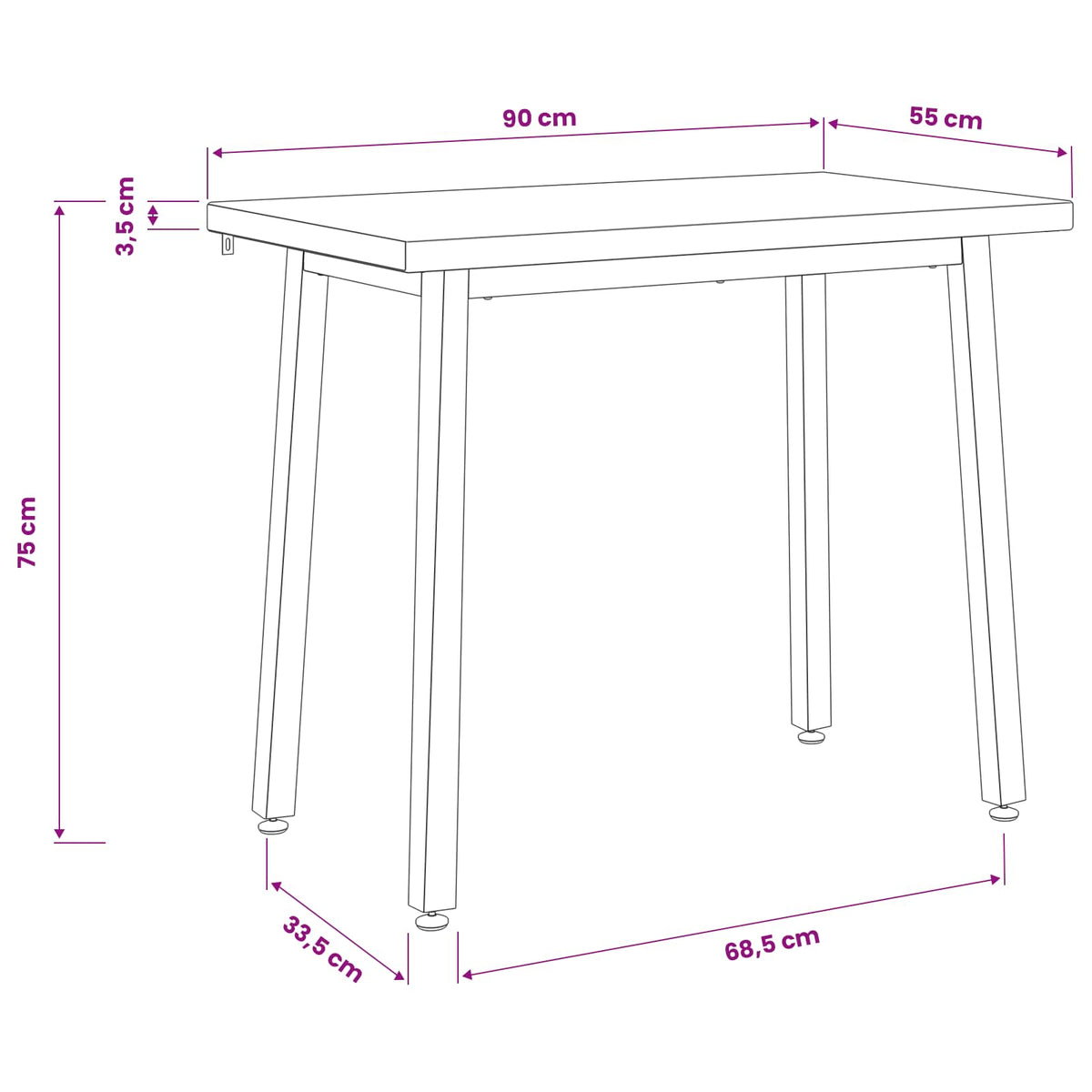 vidaXL 90 x 55 x 75 cm Lite Drewno Akacji Naturalny i czarny