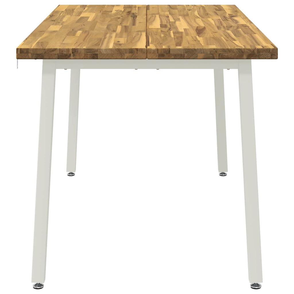 vidaXL 140 x 70 x 75 cm Lite Drewno Akacji Biały Prostokątny