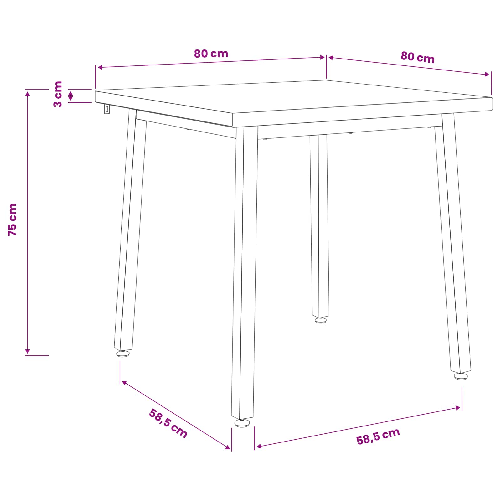 vidaXL 80 x 80 x 75 cm Lite Drewno Akacji Naturalny i kawowy Kwadrat