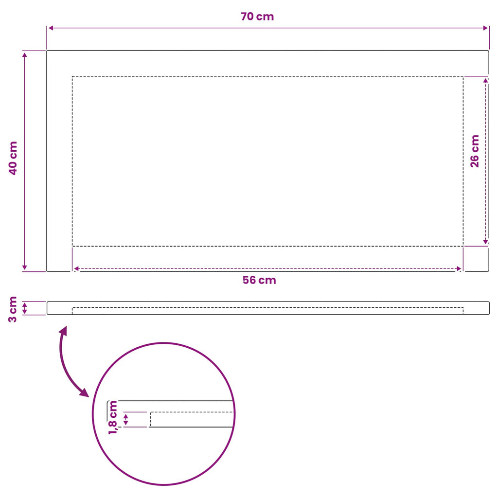 vidaXL Prostokątny Blat Stołu 70 x 40 x 3 cm Prostokątny