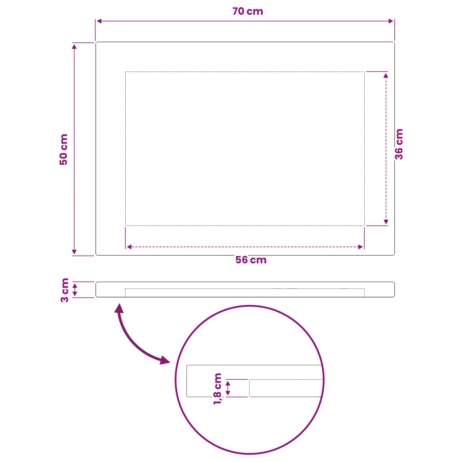 vidaXL Prostokątny Blat Stołu 70 x 50 x 3 cm Prostokątny