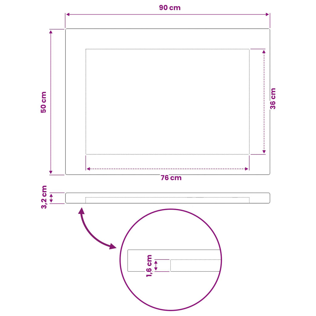vidaXL Prostokątny Blat Stołu 90 x 50 x 3,2 cm Prostokątny