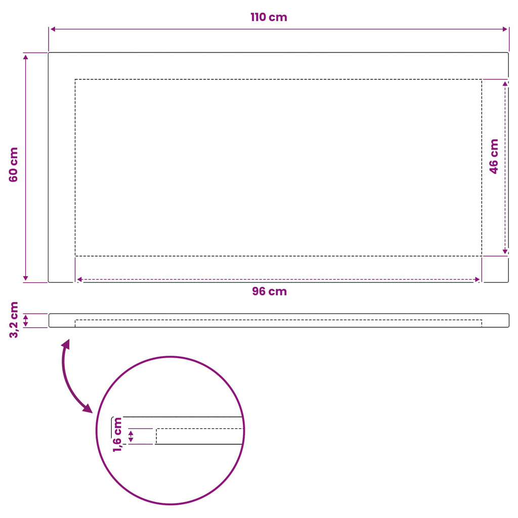 vidaXL Prostokątny Blat Stołu 110 x 60 x 3,2 cm Prostokątny