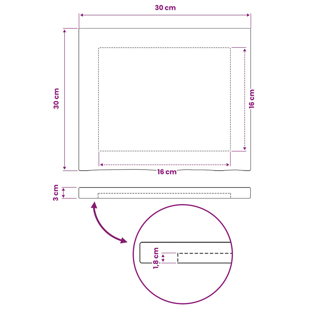 vidaXL Prostokątny Blat Stołu 30 x 30 x 3 cm Kwadrat