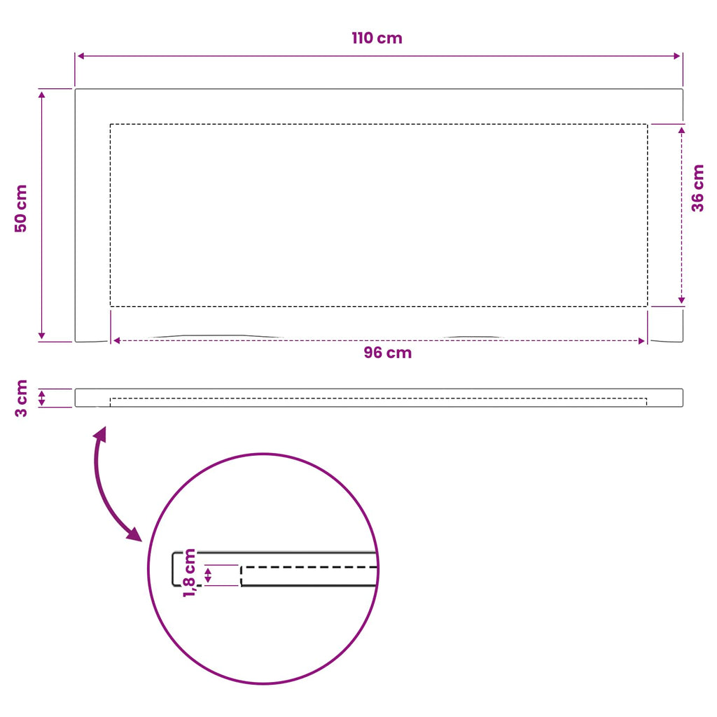 vidaXL Prostokątny Blat Stołu 110 x 50 x 3 cm Prostokątny