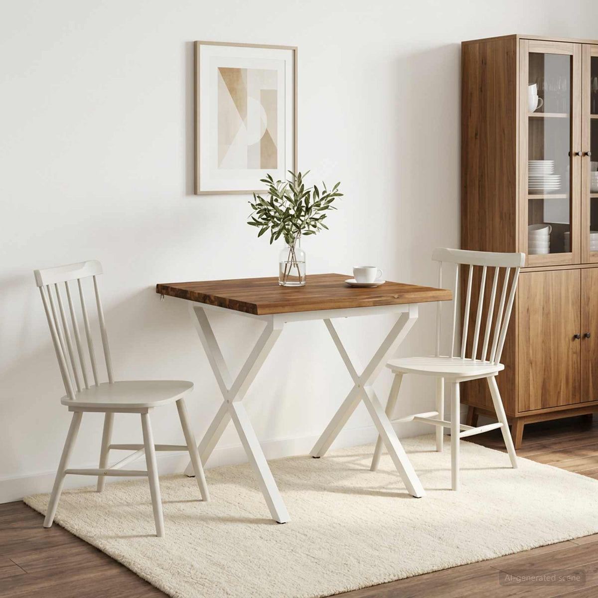 vidaXL 80 x 80 x 75 cm Lite Drewno Akacji Naturalne i białe Kwadrat
