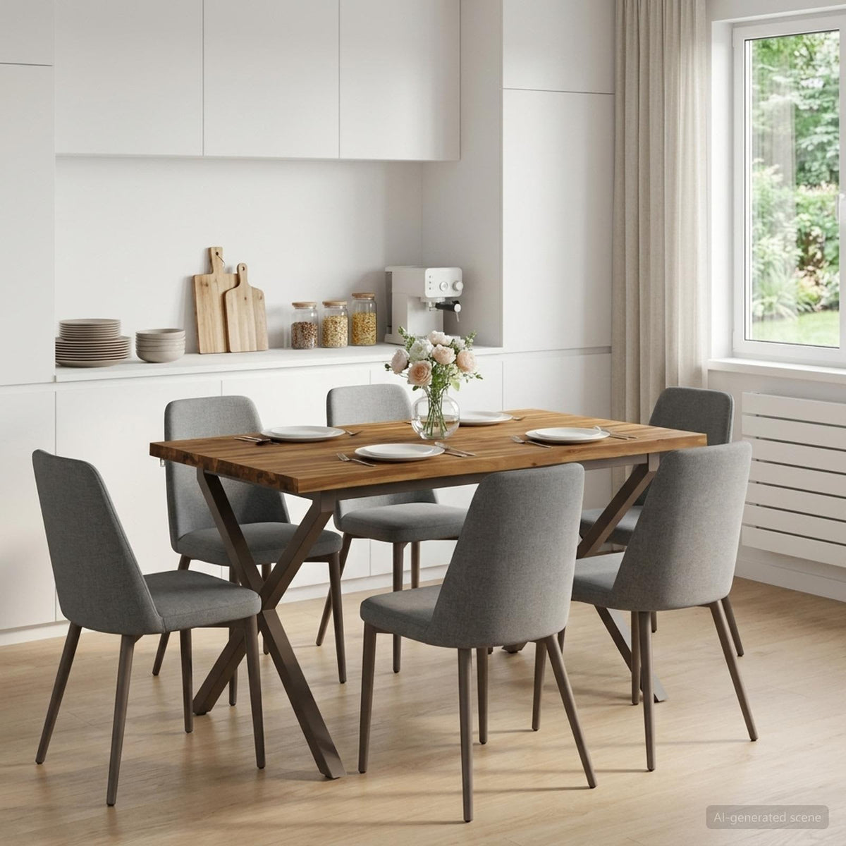 vidaXL 120 x 80 x 75 cm Lite Drewno Akacji Naturalny i kawowy