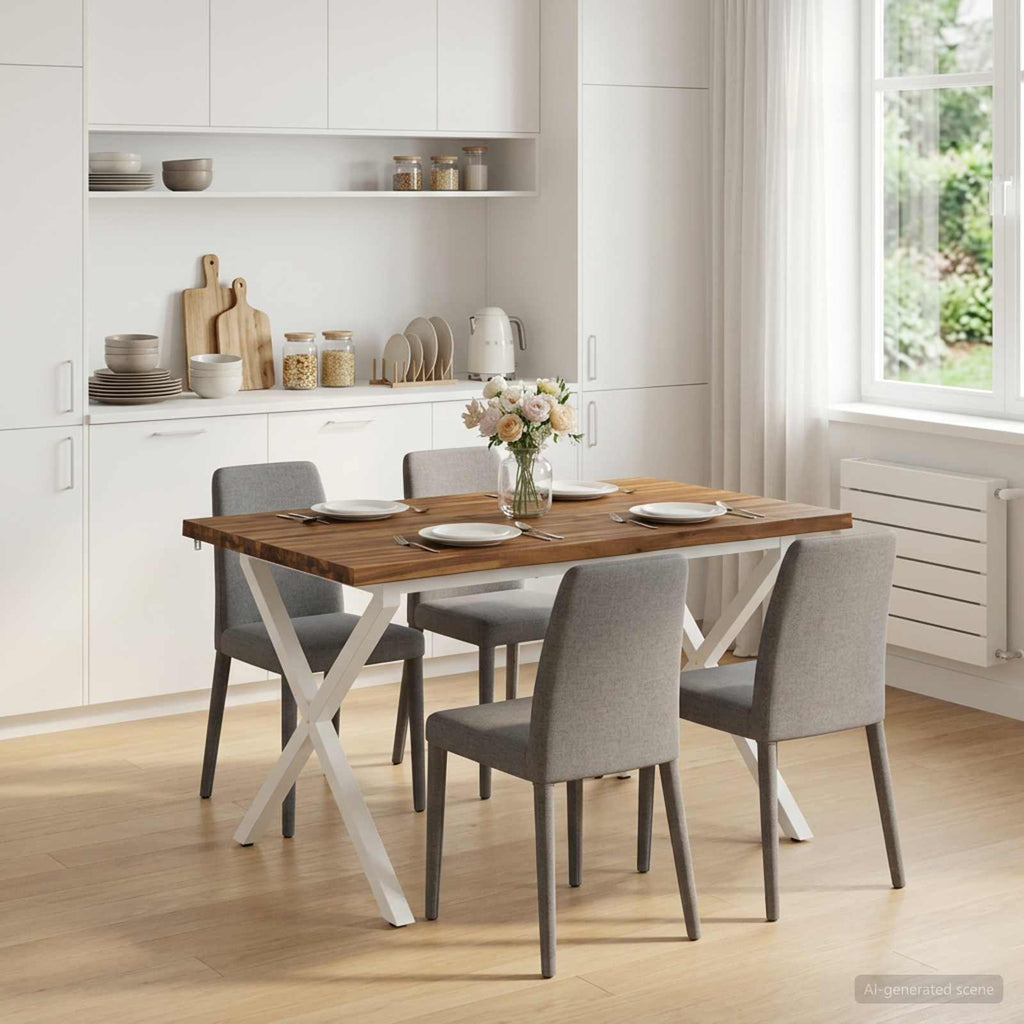 vidaXL 120 x 80 x 75 cm Lite Drewno Akacji Naturalne i białe