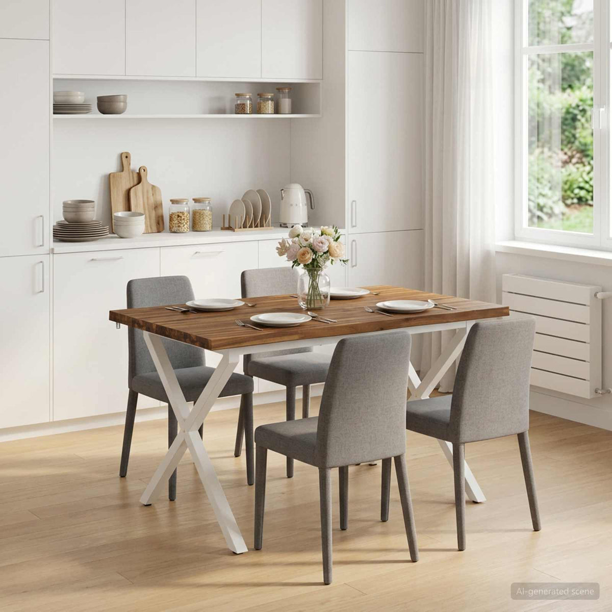 vidaXL 120 x 80 x 75 cm Lite Drewno Akacji Naturalne i białe