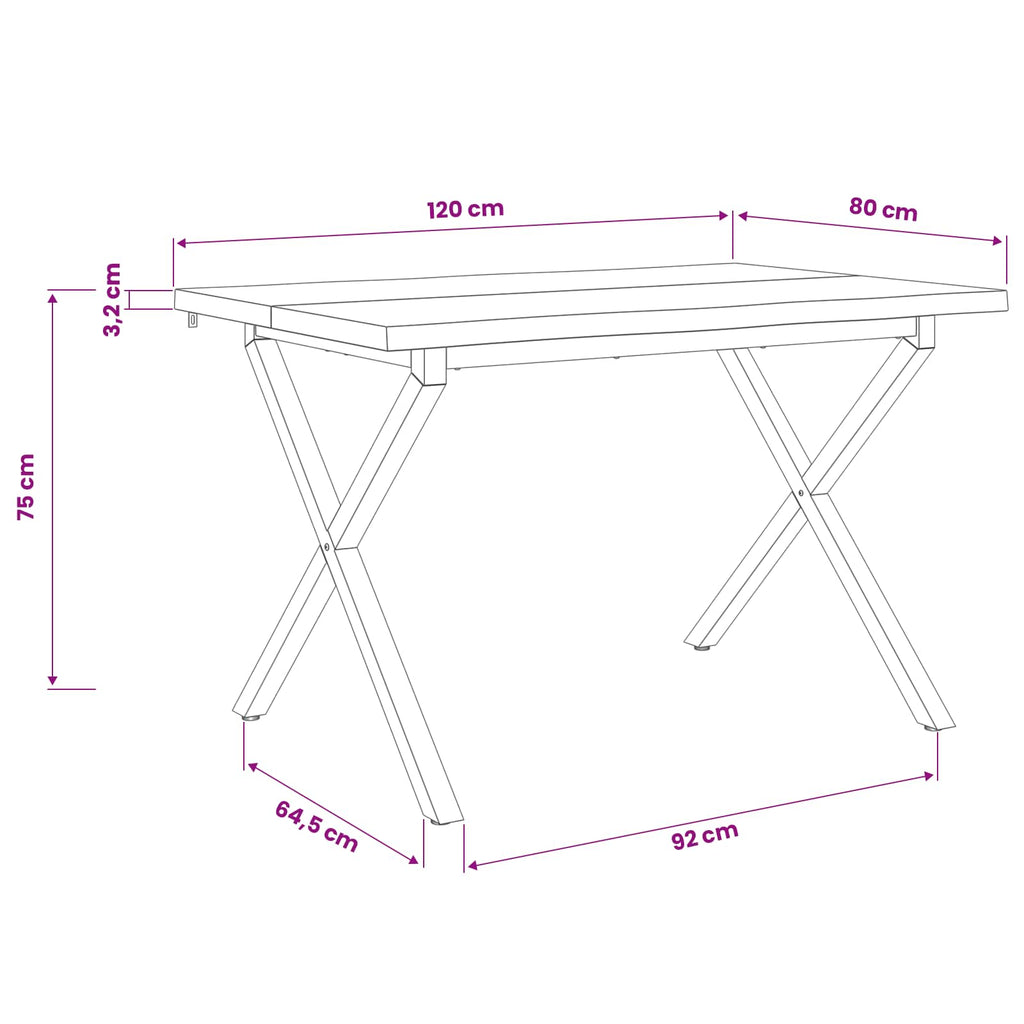 vidaXL 120 x 80 x 75 cm Lite Drewno Akacji Naturalne i białe