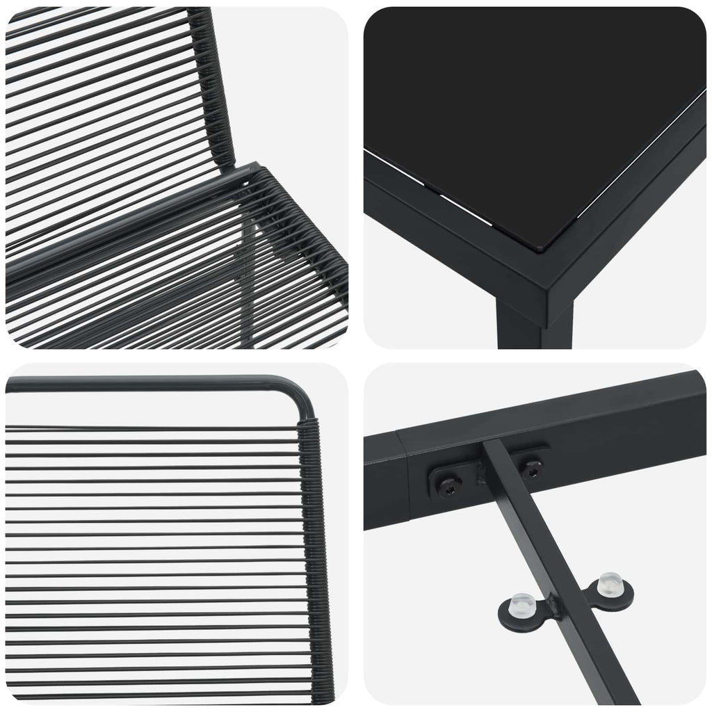 vidaXL Zestaw ogrodowy 5 szt. Czarny Metal i Rattan