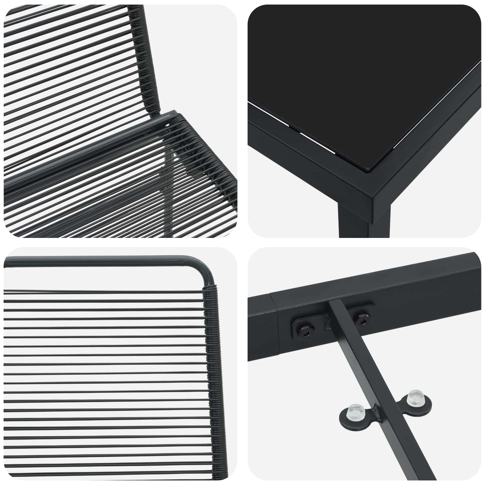 vidaXL Zestaw ogrodowy 5 szt. Czarny Metal i Rattan