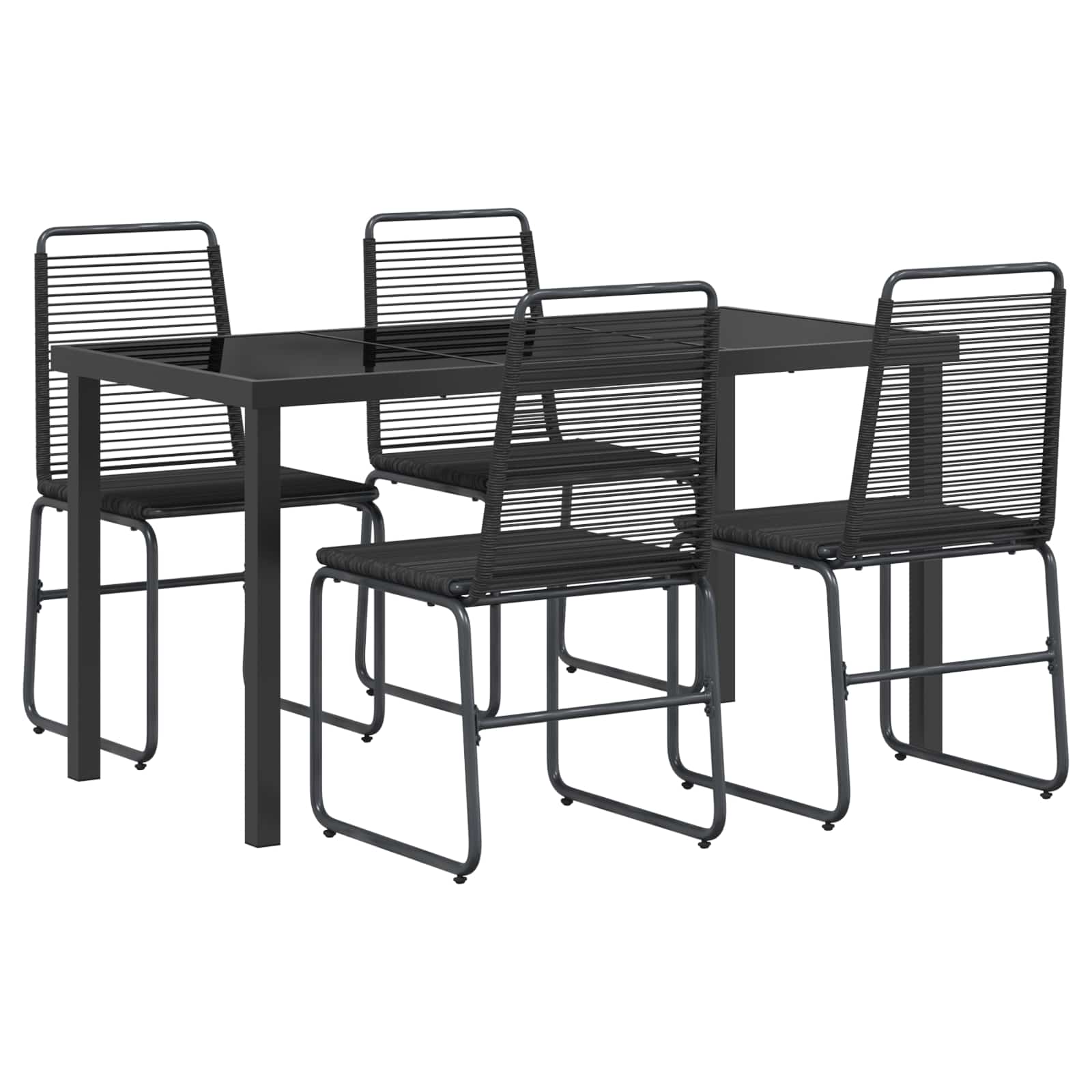 vidaXL Zestaw ogrodowy 5 szt. Czarny Metal i Rattan
