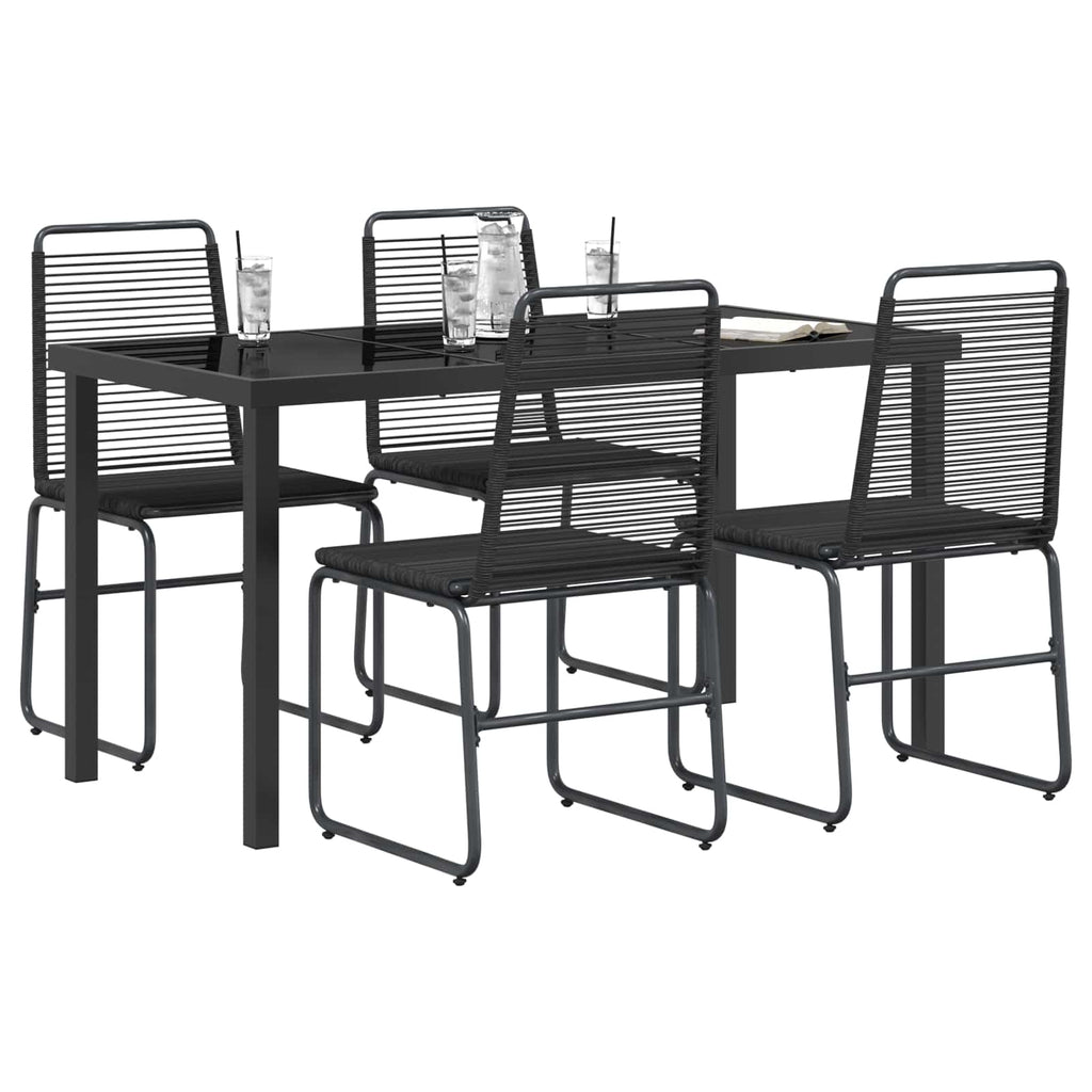 vidaXL Zestaw ogrodowy 5 szt. Czarny Metal i Rattan