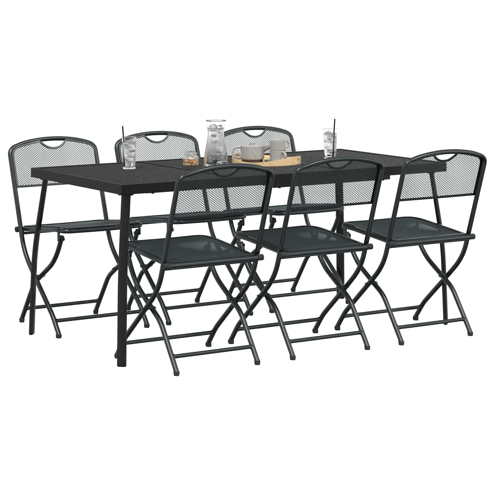 vidaXL Zestaw Mebli Ogrodowych 7 pcs antracytowy Żelazo i stal