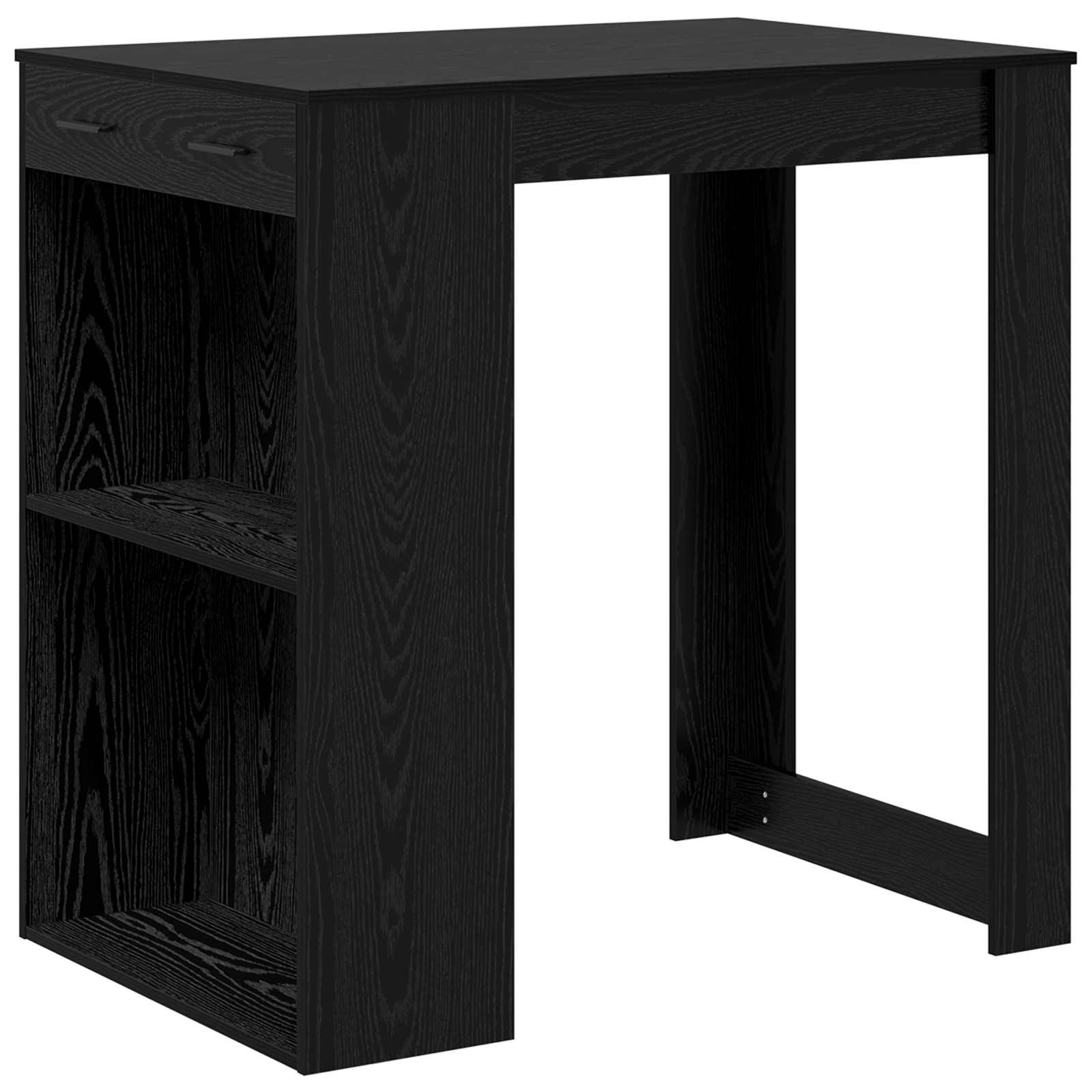 vidaXL Stół barowy z szufladą z półką Czarny Dąb 102 x 70 x 103,5 cm