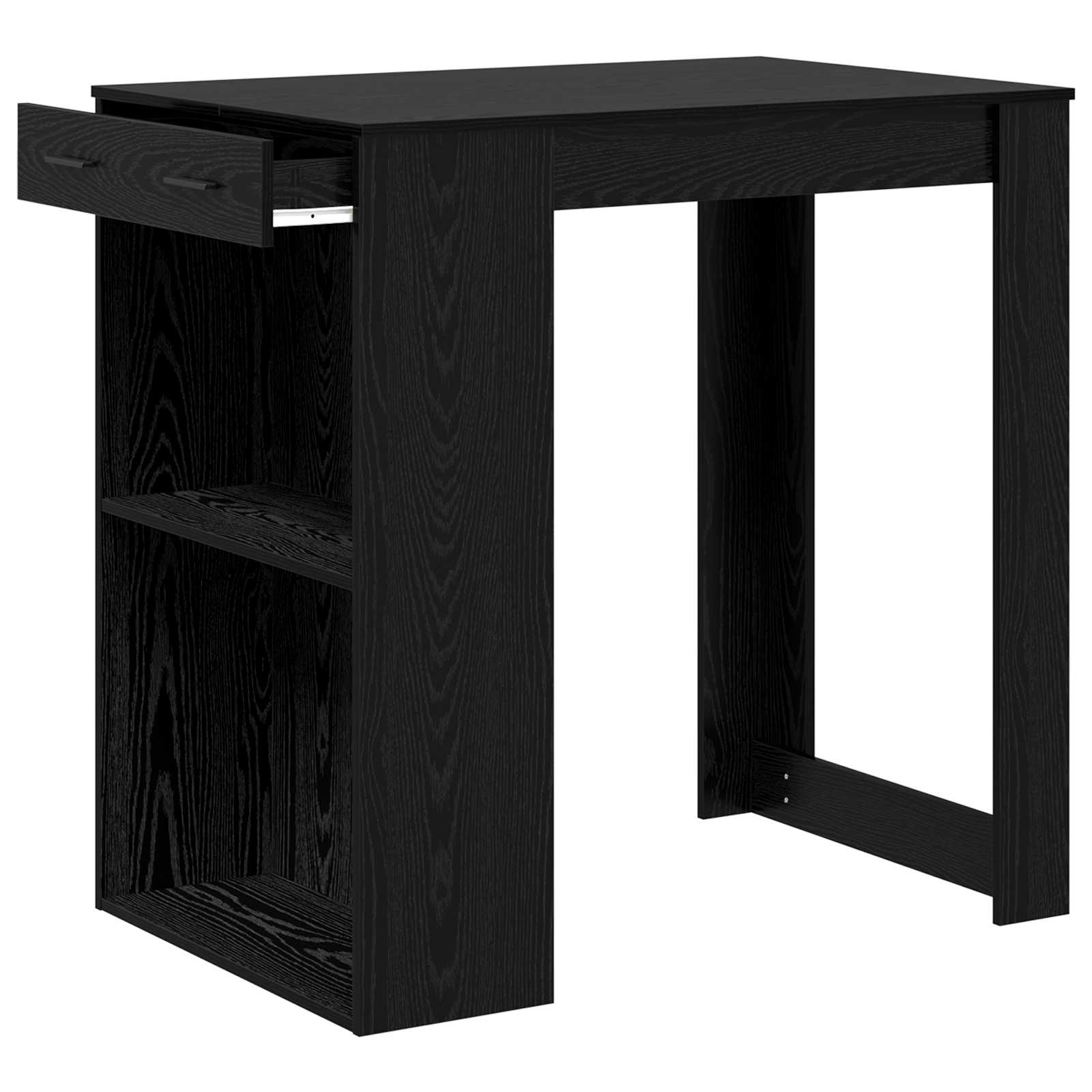 vidaXL Stół barowy z szufladą z półką Czarny Dąb 102 x 70 x 103,5 cm