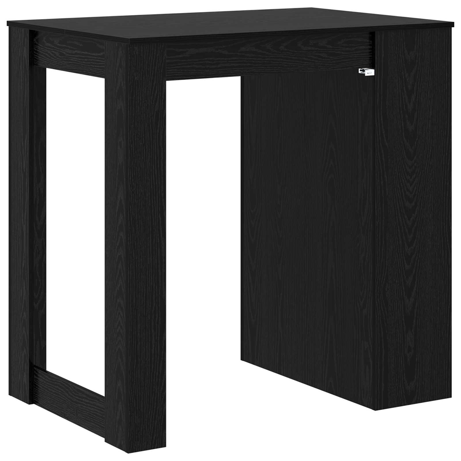 vidaXL Stół barowy z szufladą z półką Czarny Dąb 102 x 70 x 103,5 cm