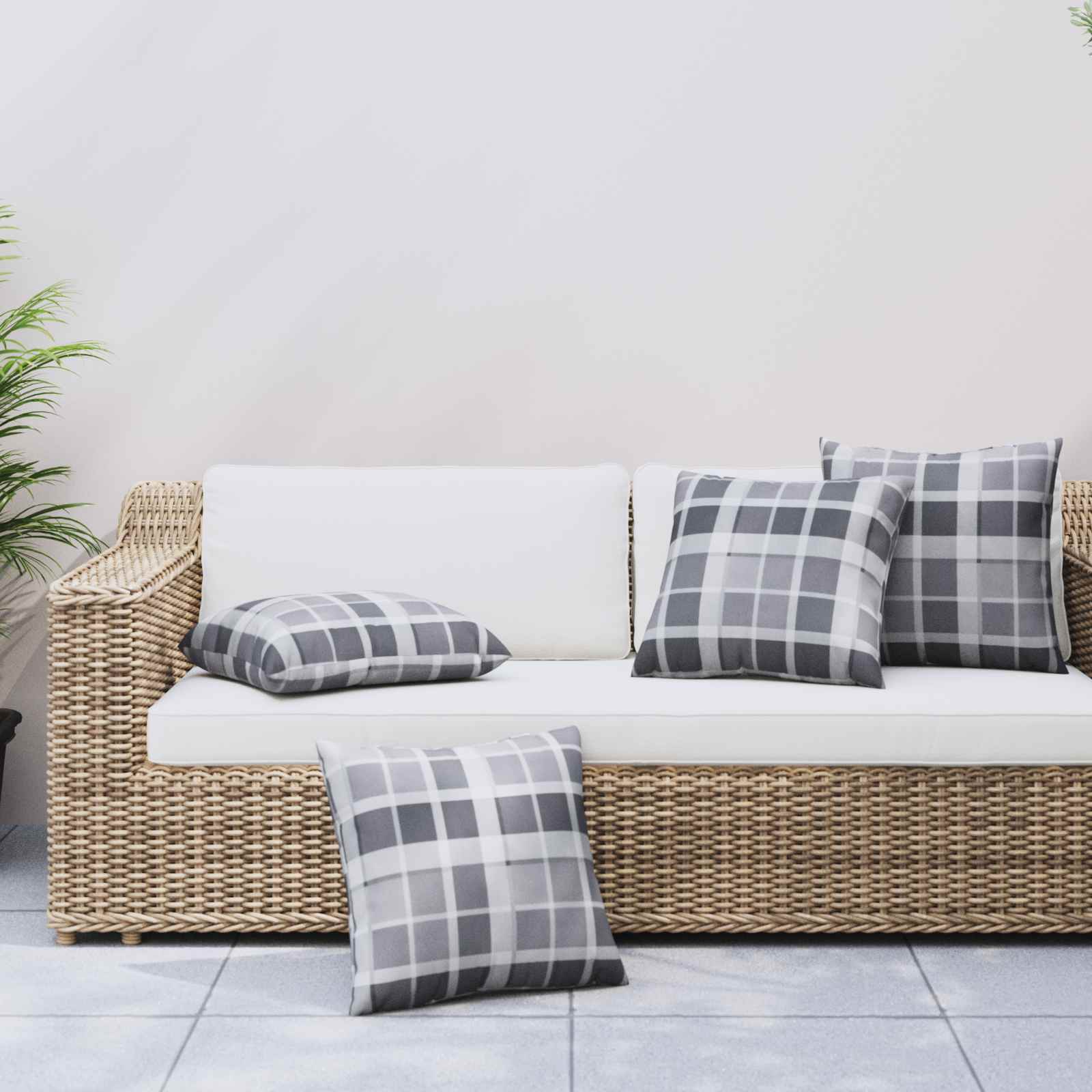 vidaXL Poduszka na zewnątrz 4 pcs Szary w krate 60 x 60 cm tkanina