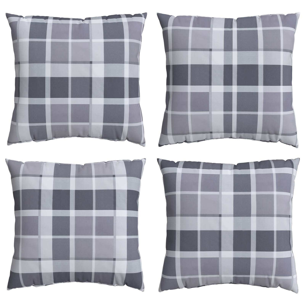 vidaXL Poduszka na zewnątrz 4 pcs Szary w krate 60 x 60 cm tkanina