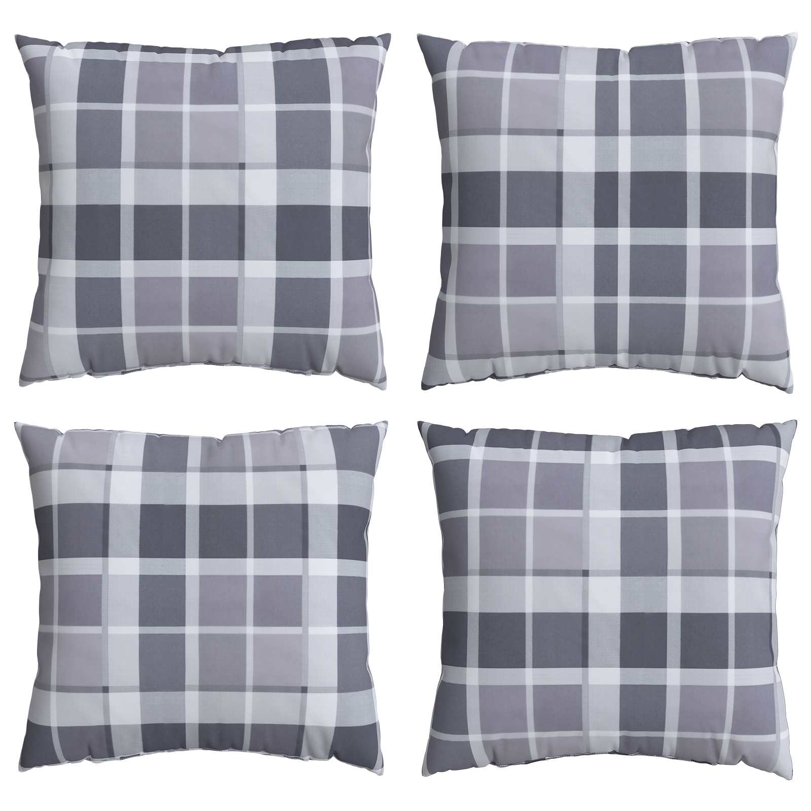 vidaXL Poduszka na zewnątrz 4 pcs Szary w krate 60 x 60 cm tkanina