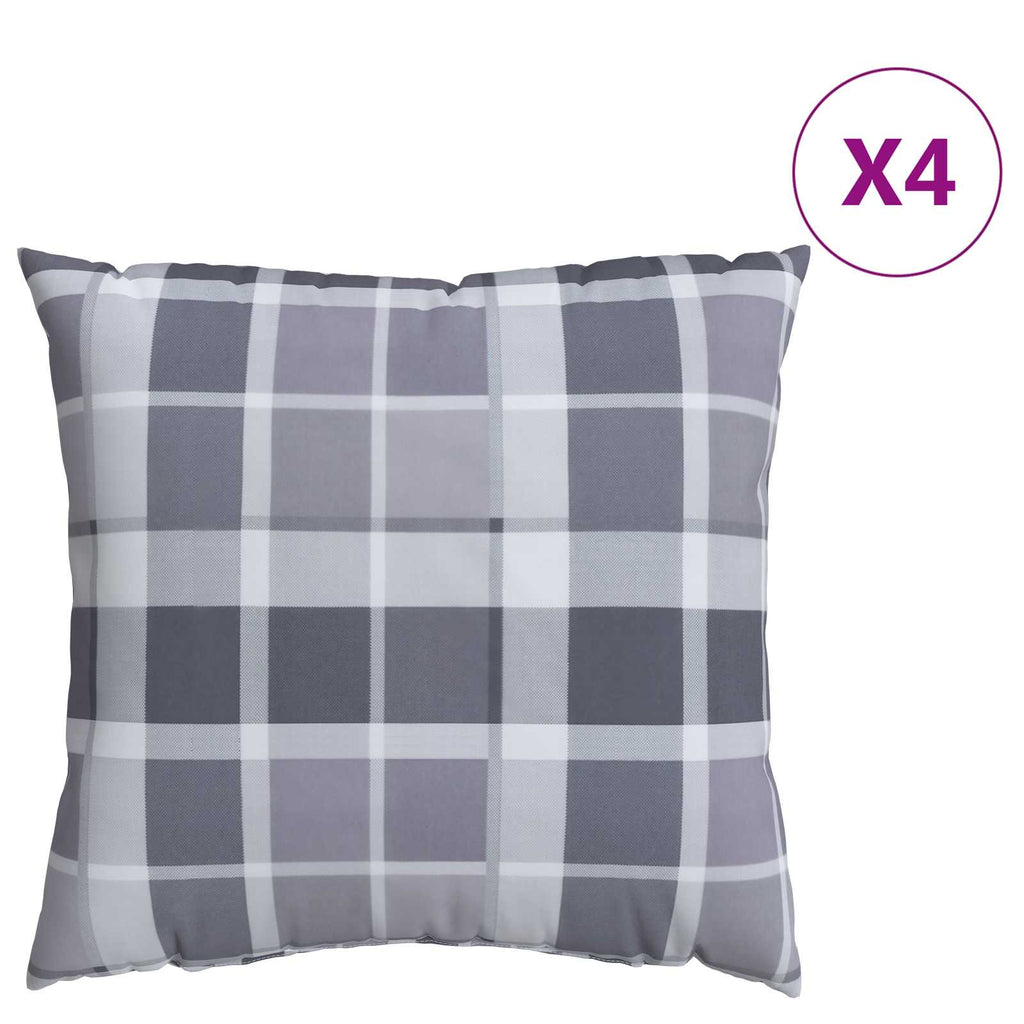 vidaXL Poduszka na zewnątrz 4 pcs Szary w krate 60 x 60 cm tkanina