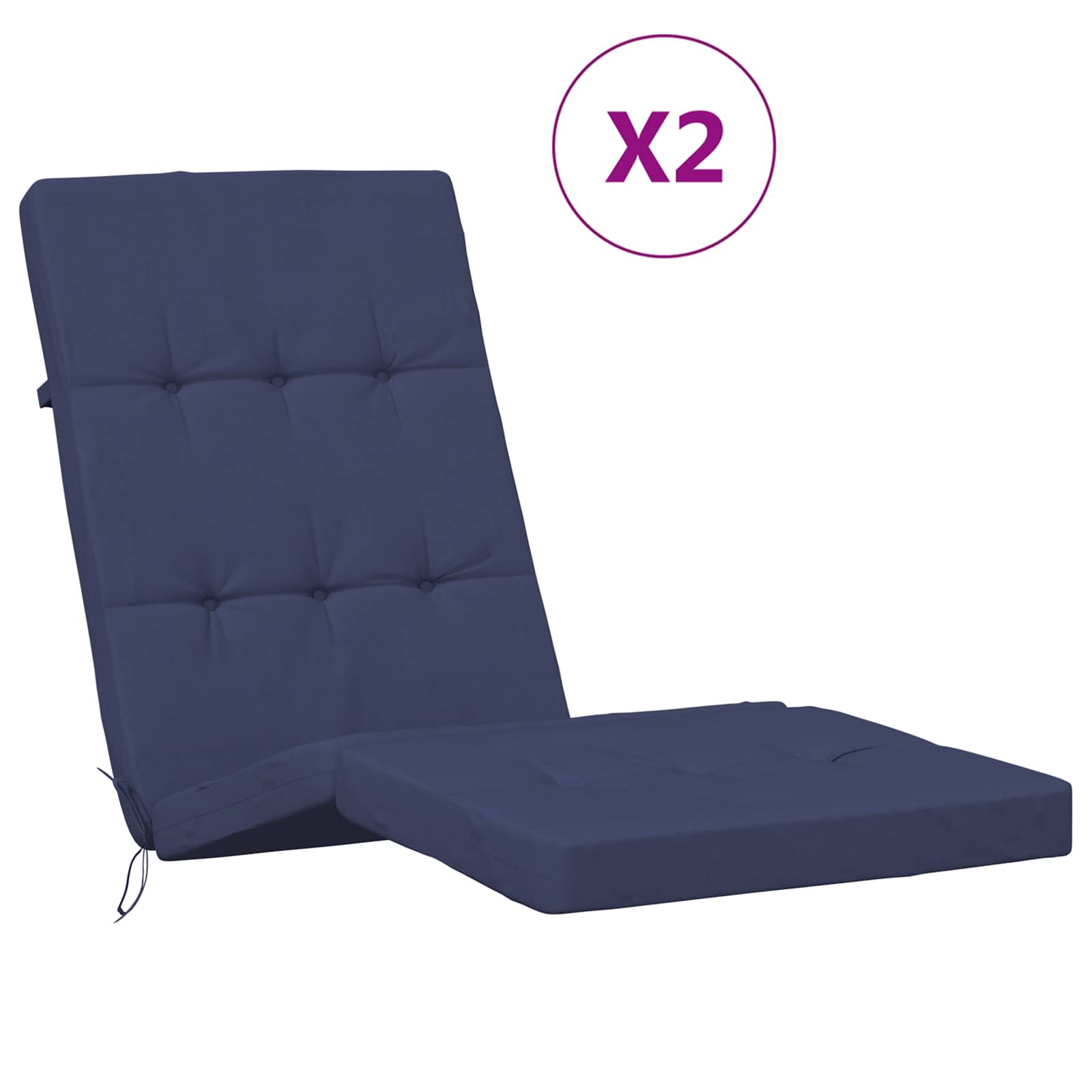 vidaXL Poduszka na zewnątrz 2 pcs Granatowy 180 x 55 x 7 cm tkanina