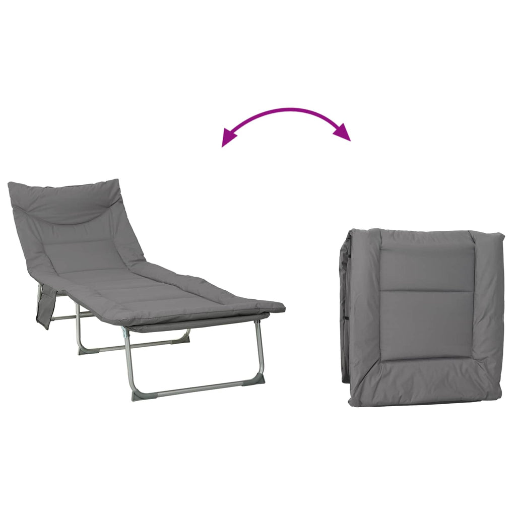 vidaXL Składany leżak słoneczny z poduszką antracytowy