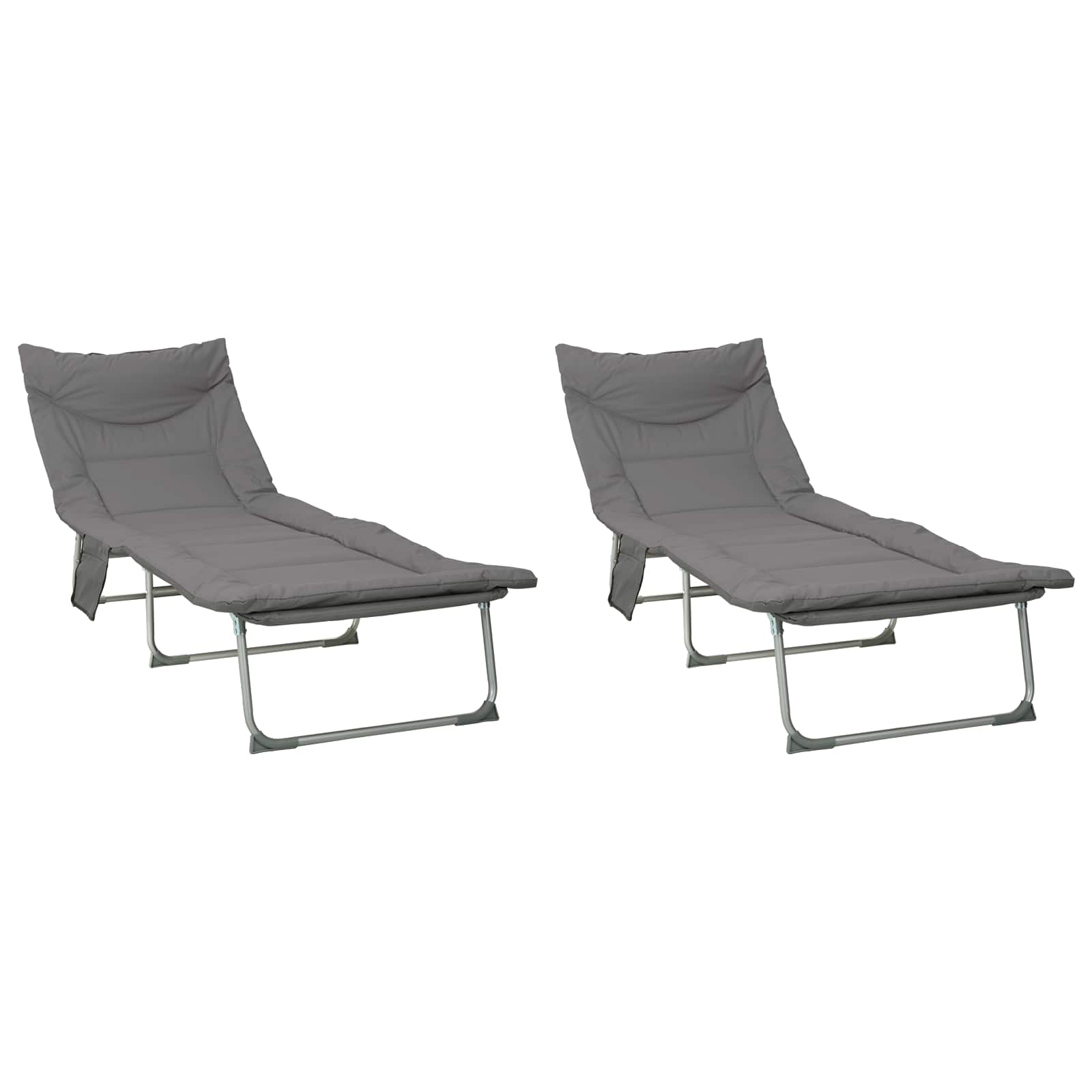 vidaXL Składany leżak słoneczny z poduszką 2 pcs antracytowy