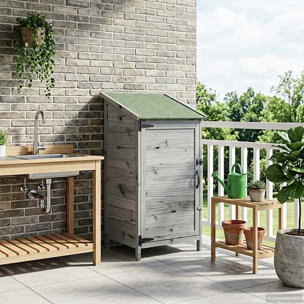 vidaXL Shed ogrodowy Szary 59 x 56 x 113,5 cm Drewno Świerkowe