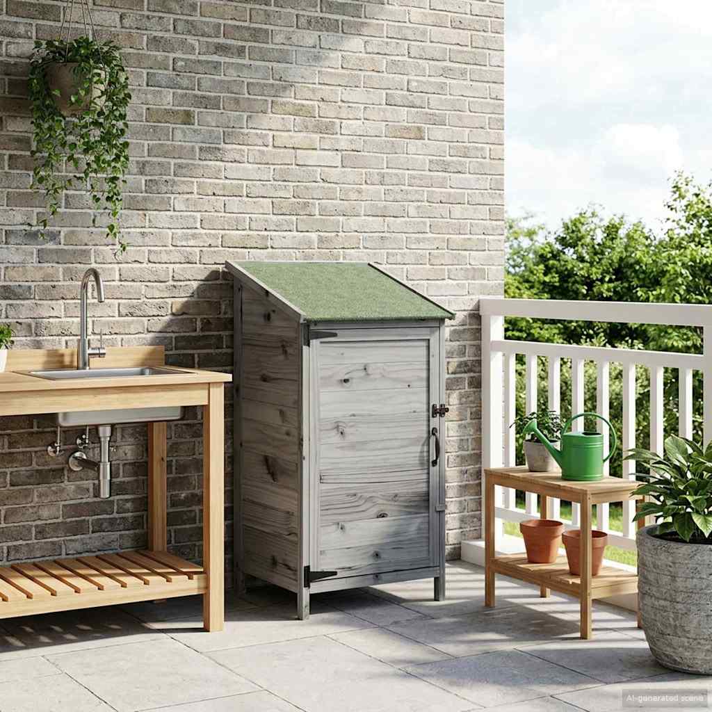 vidaXL Shed ogrodowy Szary 59 x 56 x 113,5 cm Drewno Świerkowe