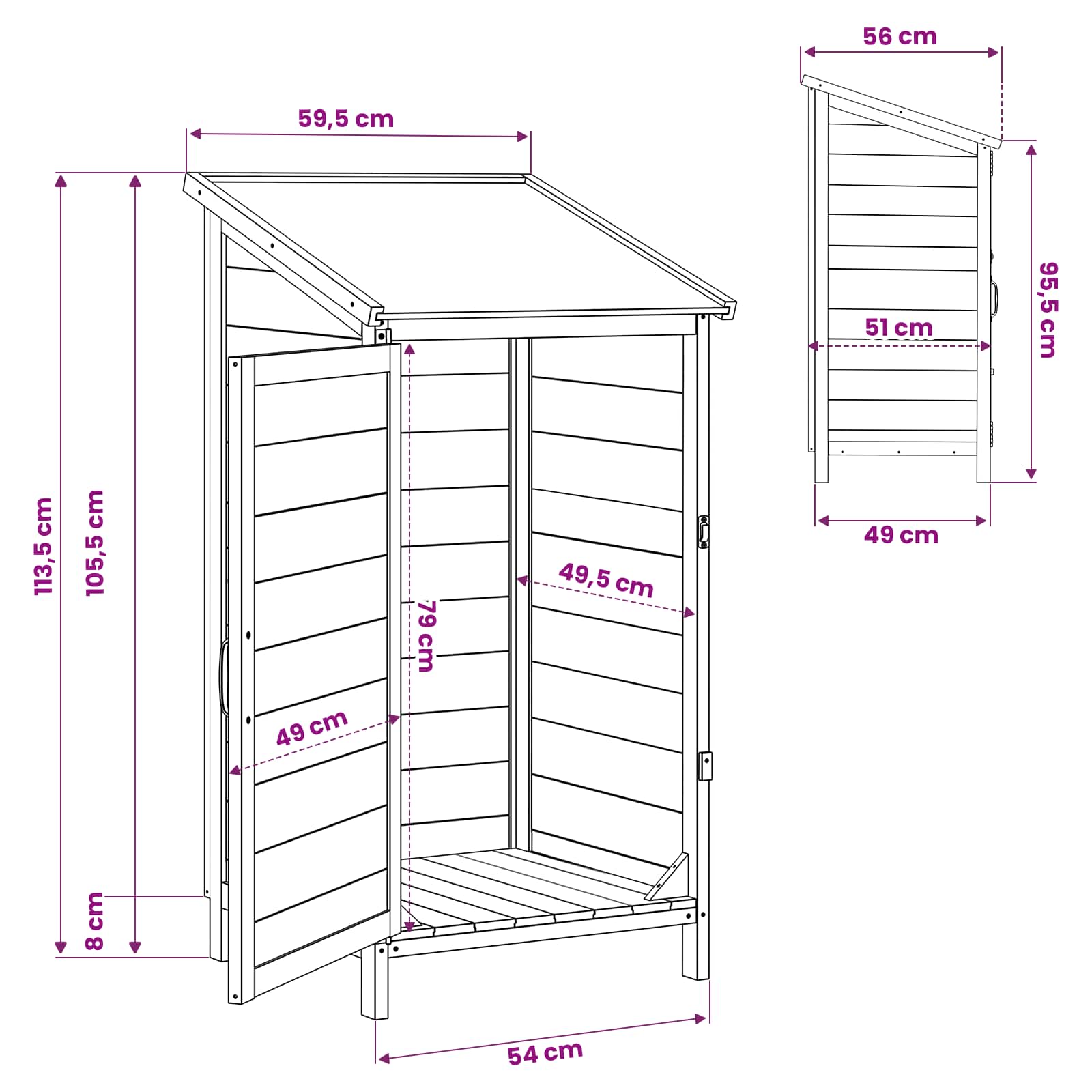 vidaXL Shed ogrodowy Szary 59 x 56 x 113,5 cm Drewno Świerkowe