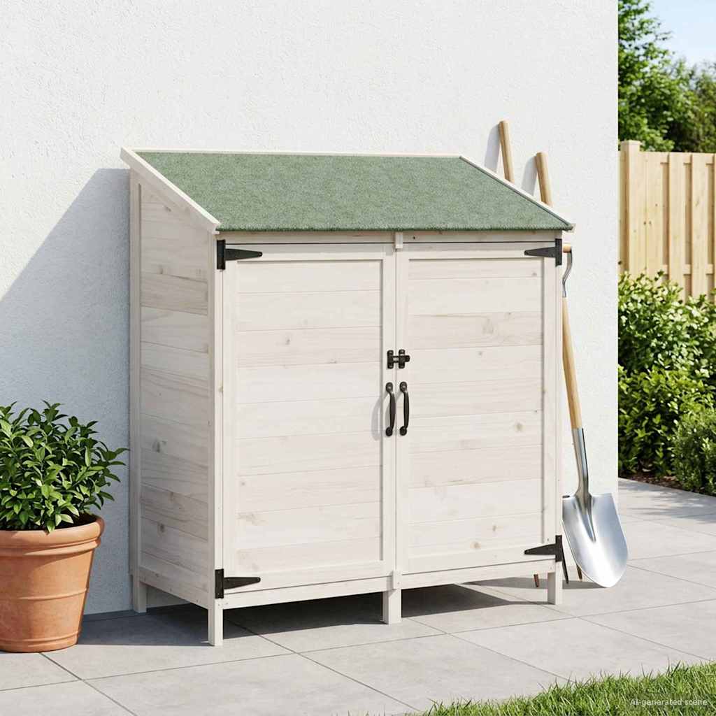 vidaXL Shed ogrodowy Biały 106,5 x 56 x 113,5 cm Drewno Świerkowe