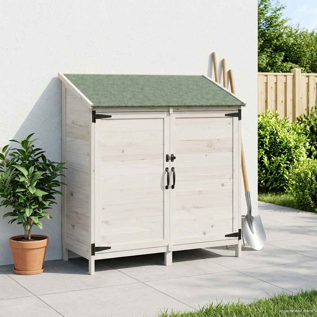vidaXL Shed ogrodowy Biały 106,5 x 56 x 113,5 cm Drewno Świerkowe