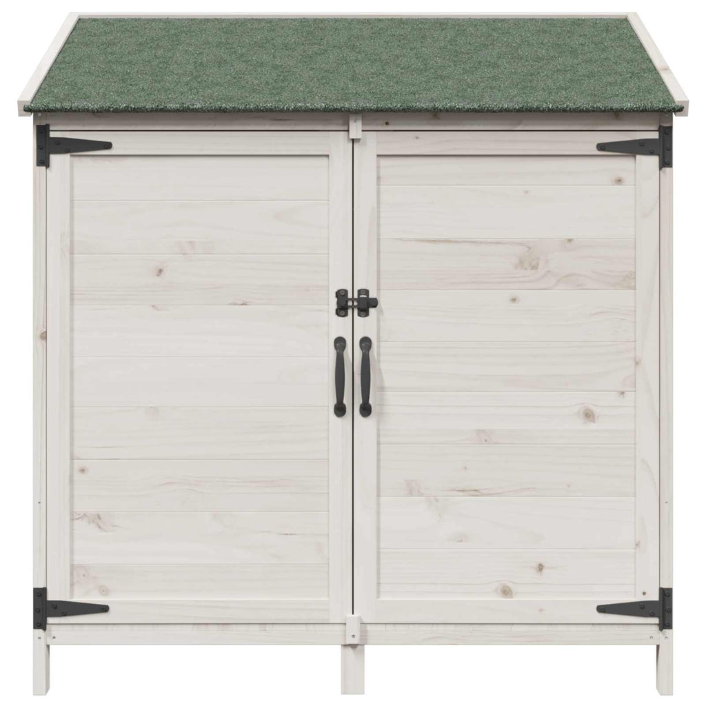 vidaXL Shed ogrodowy Biały 106,5 x 56 x 113,5 cm Drewno Świerkowe