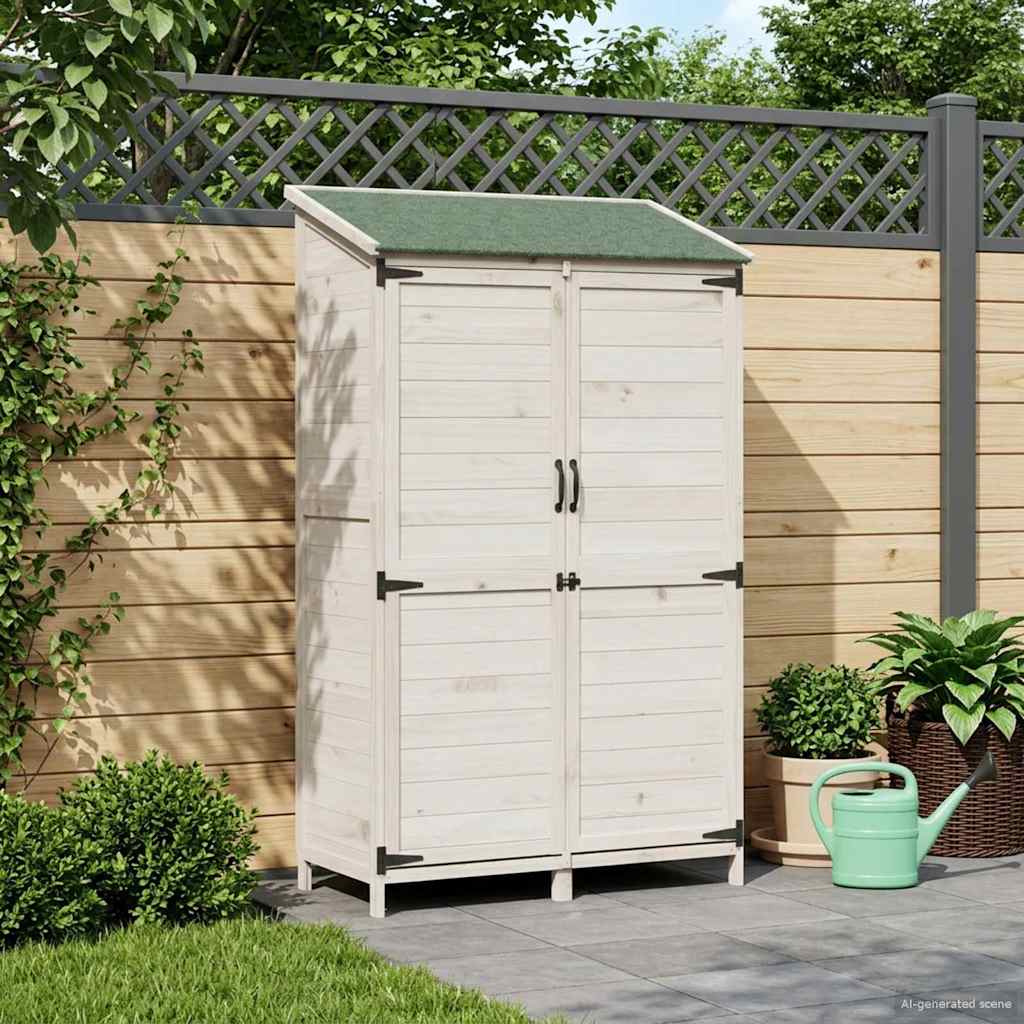 vidaXL Shed ogrodowy Biały 106,5 x 56 x 176 cm Drewno Świerkowe