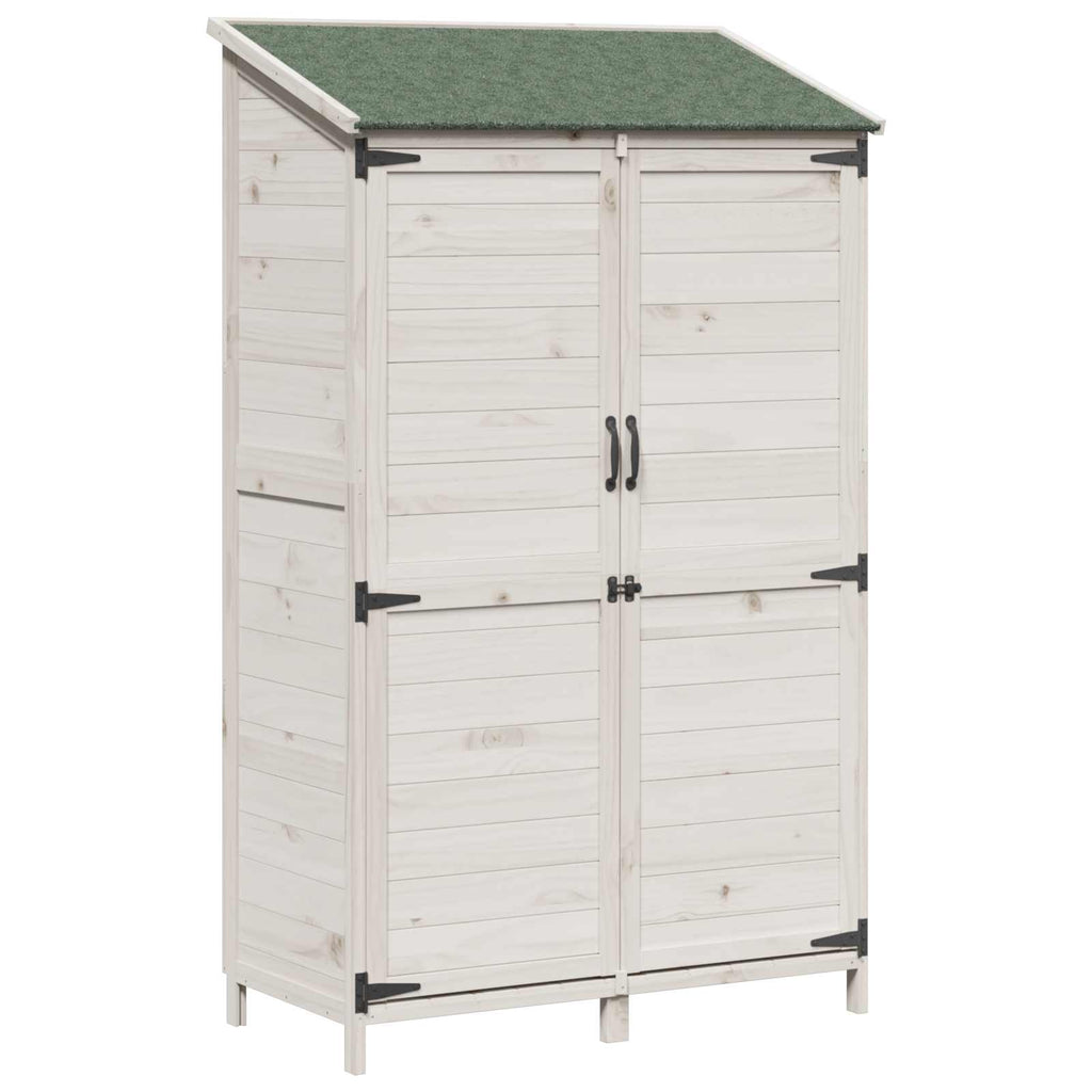 vidaXL Shed ogrodowy Biały 106,5 x 56 x 176 cm Drewno Świerkowe
