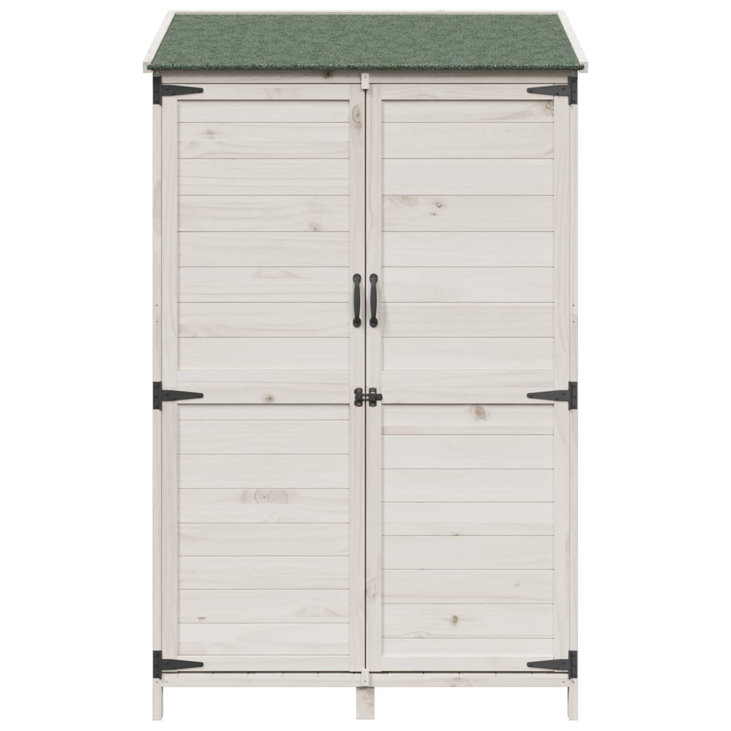 vidaXL Shed ogrodowy Biały 106,5 x 56 x 176 cm Drewno Świerkowe