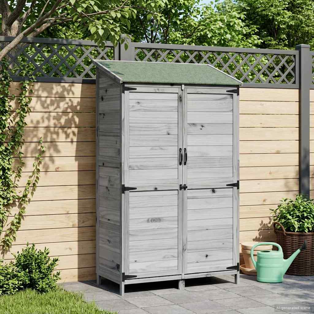 vidaXL Shed ogrodowy Szary 106,5 x 56 x 176 cm Drewno Świerkowe