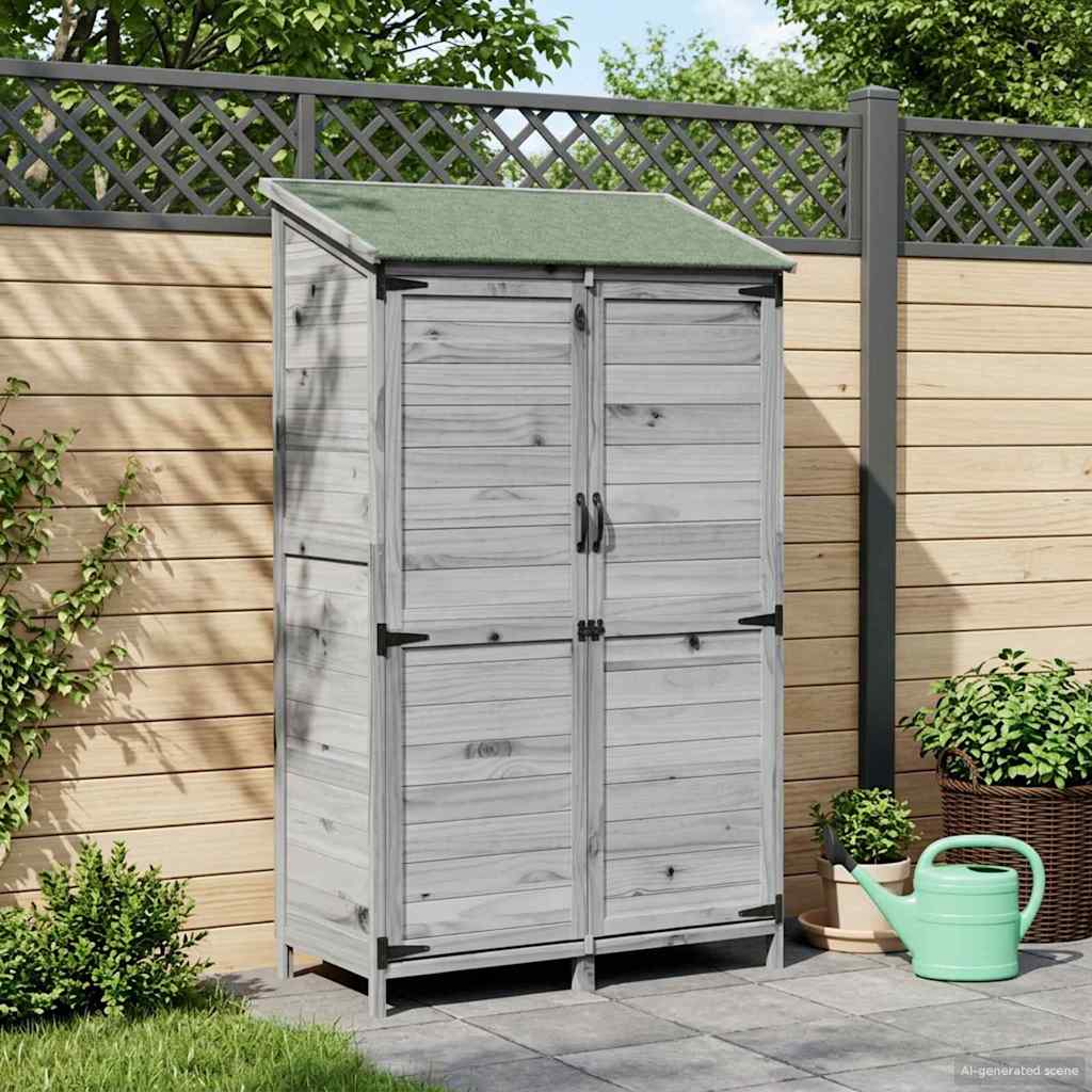 vidaXL Shed ogrodowy Szary 106,5 x 56 x 176 cm Drewno Świerkowe