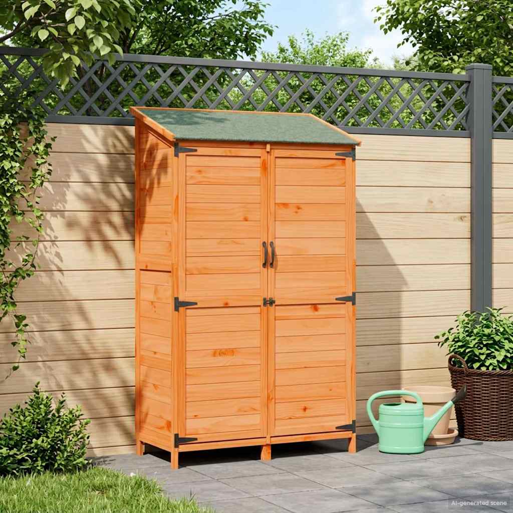 vidaXL Shed ogrodowy brązowy 106,5 x 56 x 176 cm Drewno Świerkowe