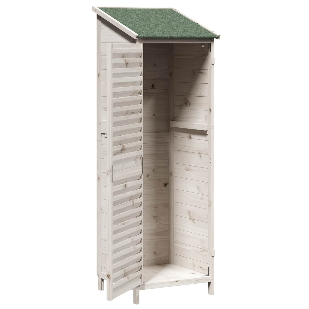 vidaXL Shed ogrodowy z dachem Biały 59 x 56 x 176 cm Drewno Świerkowe