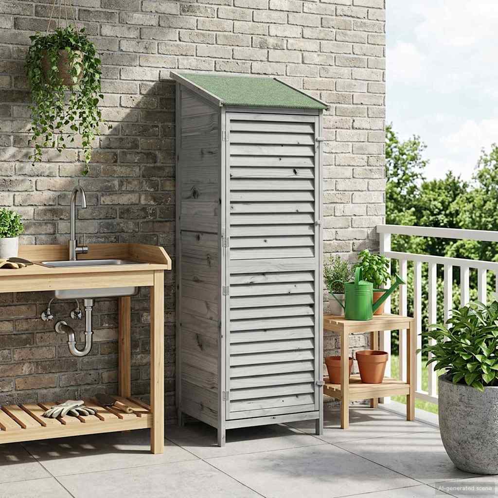 vidaXL Shed ogrodowy z dachem Szary 59 x 56 x 176 cm Drewno Świerkowe