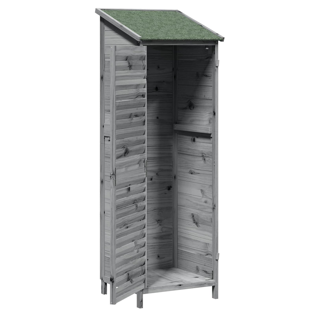 vidaXL Shed ogrodowy z dachem Szary 59 x 56 x 176 cm Drewno Świerkowe