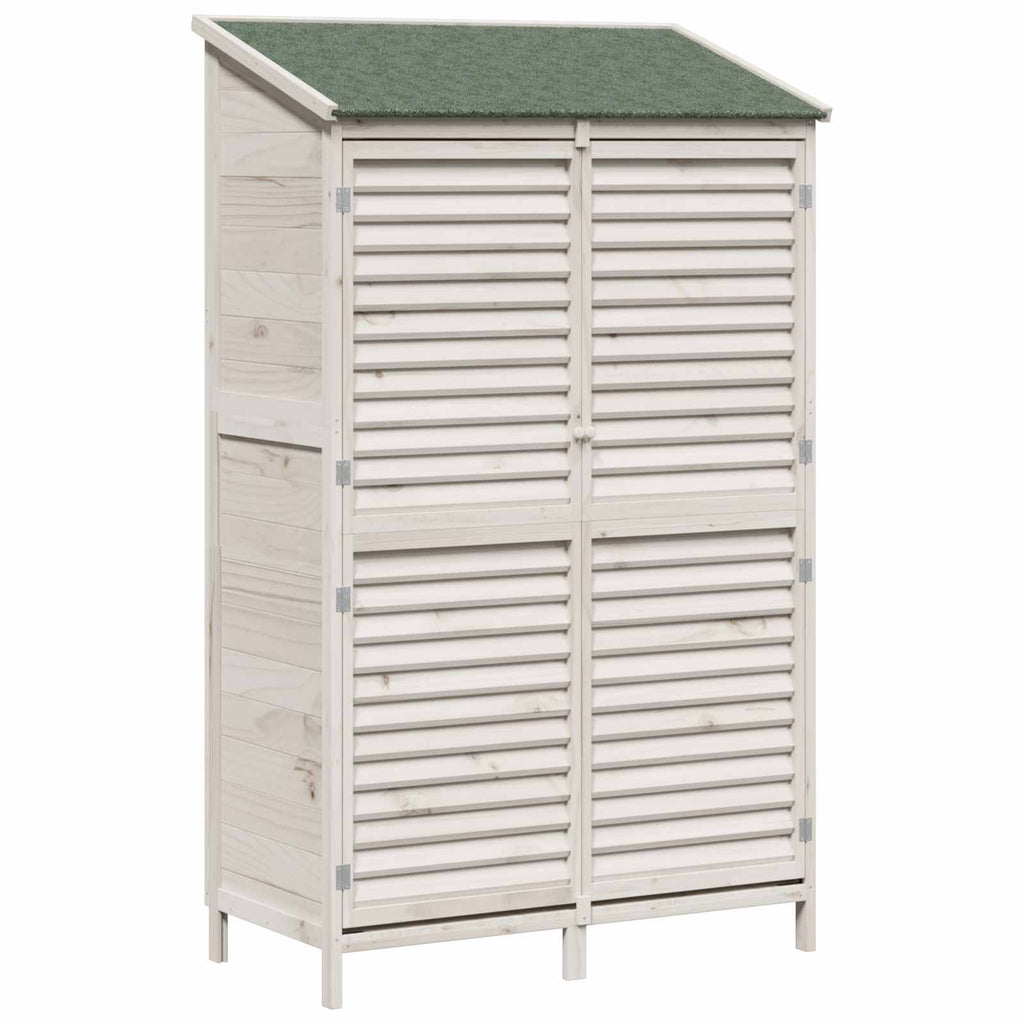 vidaXL Shed ogrodowy Biały 106 x 56 x 176,5 cm Drewno Świerkowe