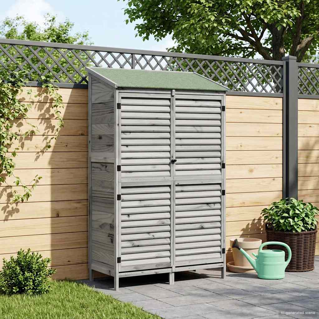 vidaXL Shed ogrodowy Szary 106 x 56 x 176,5 cm Drewno Świerkowe