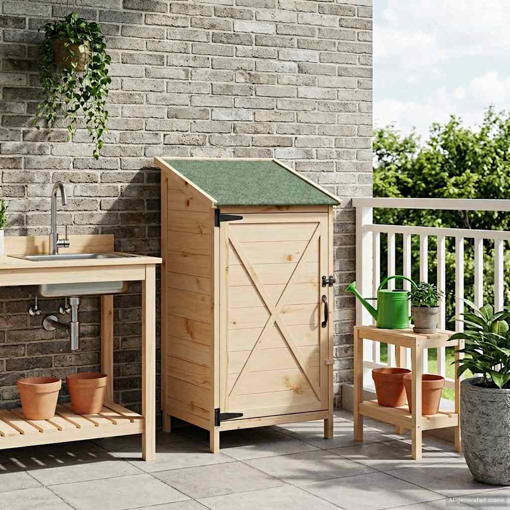 vidaXL Shed ogrodowy naturalny 59,5 x 56 x 113,5 cm Drewno Świerkowe