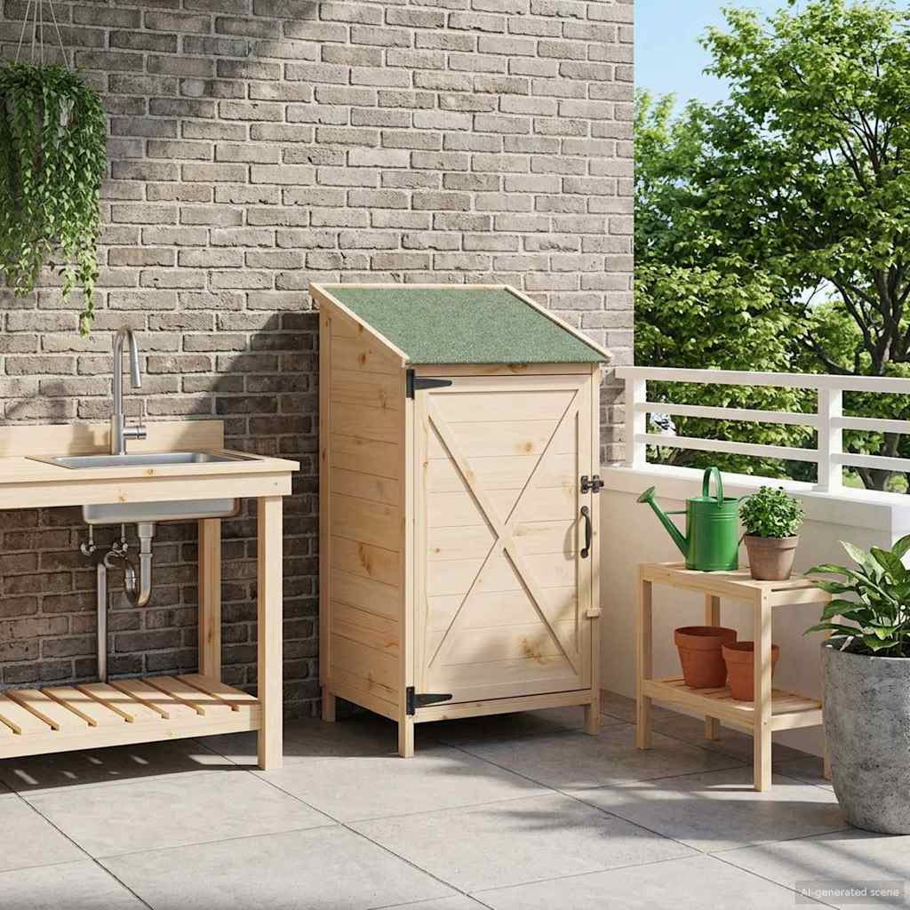 vidaXL Shed ogrodowy naturalny 59,5 x 56 x 113,5 cm Drewno Świerkowe