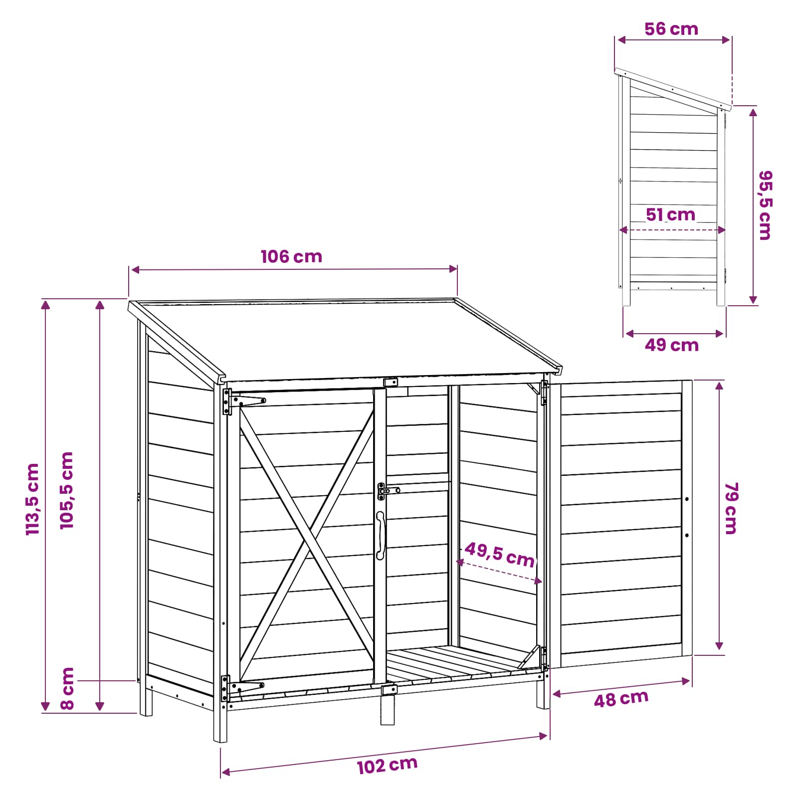 vidaXL Shed ogrodowy naturalny 106 x 56 x 113,5 cm Drewno Świerkowe