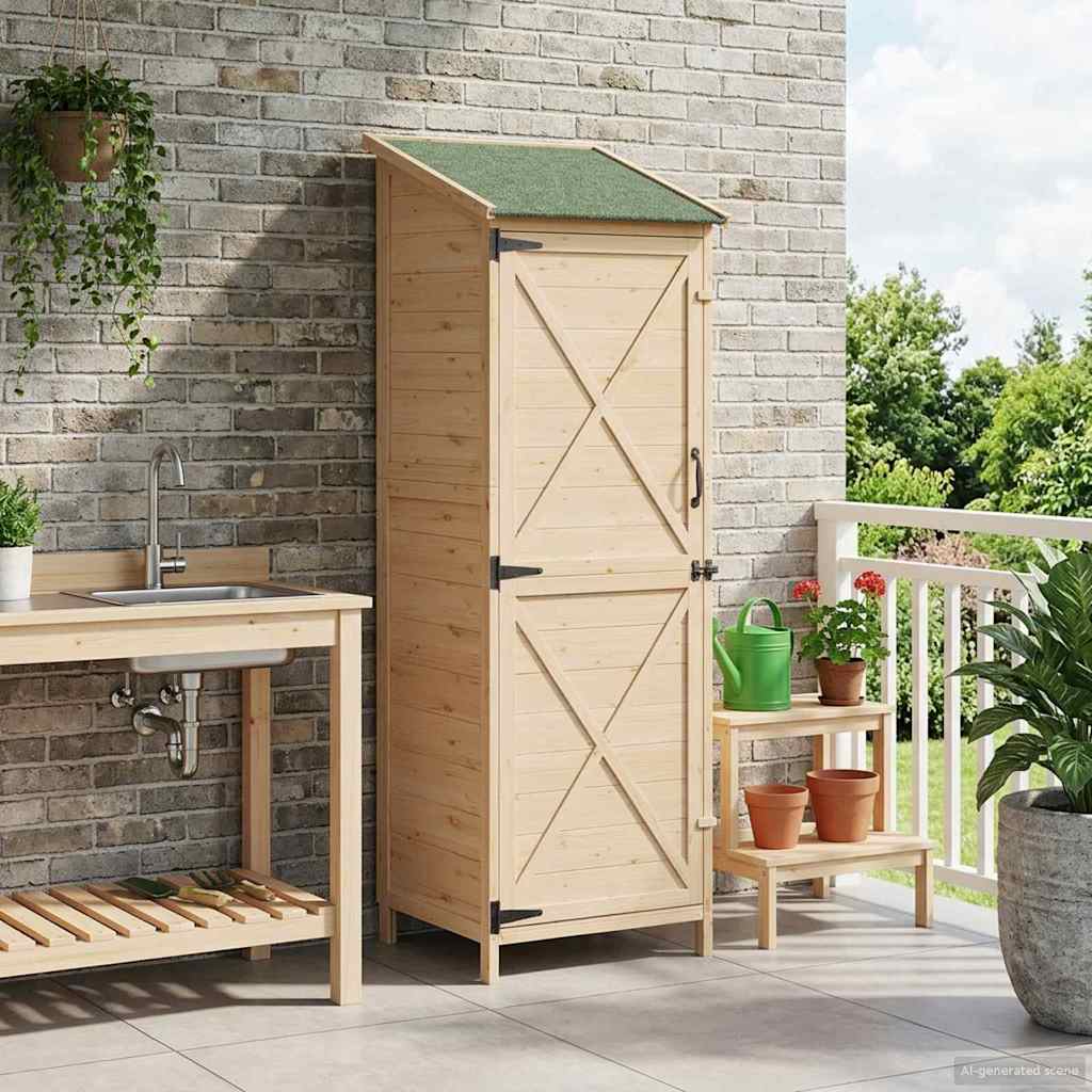 vidaXL Shed ogrodowy naturalny 59,5 x 56 x 176,5 cm Drewno Świerkowe